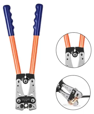 Obrázok produktu pre Kliešte na krímiovanie káblových puzdier – kliešte na krímiovanie rúrkových káblových puzdier 6–50 mm² – krímiovanie so šesťhrannou hlavou – určené na rúrkové káblové puzdrá – ručný nástroj