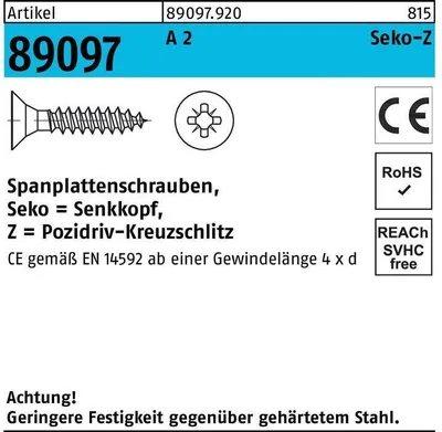 Produktbild von Reyher  Spanplattenschrauben 89097 Seko A 2 6x70-Z (100 Stück)