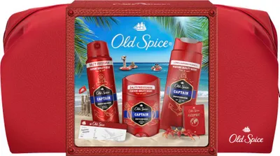 Zdjęcie produktu dla Zestaw upominkowy Old Spice kosmetyczka Captain dezodorant w sprayu dezodorant w sztyfcie żel pod prysznic