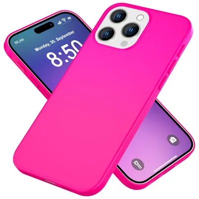 Immagine prodotto di Custodia in silicone NALIA Neon per iPhone 16 Pro – Soft-Touch & Signal-Neon – NEONSHOCK (custodia opaca) – Marchio di Berlino – Rosa