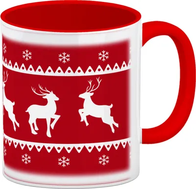 Produktbild von Weihnachten Kaffeebecher Rot mit Rentieren
