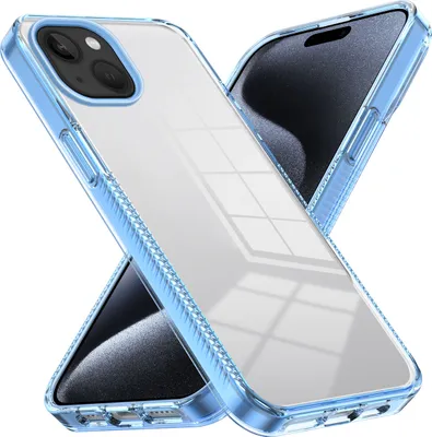 Produktbild von Hülle für iPhone 13 / iPhone 14 Rutschfest Kristallklare Stoßfeste TPU Bumper Handyhülle Blau