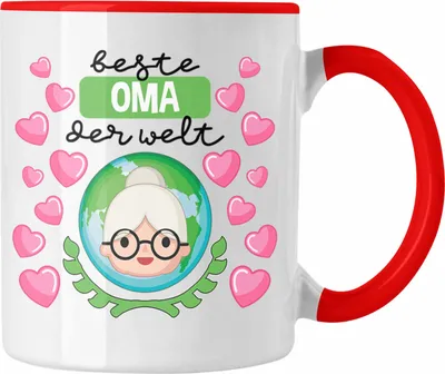 Produktbild von Trendation - Für Die Beste Oma Der Welt Tasse Geschenk Geschenkidee Von Enkel Enkelin (Rot)