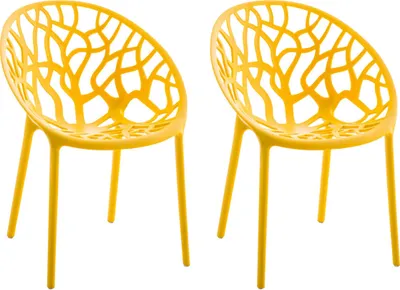 Produktbild von CLP 2er Set Gartenstuhl Hope, Modernes Design, Wetterfest, Stapelbar, Mit Armlehnen gelb