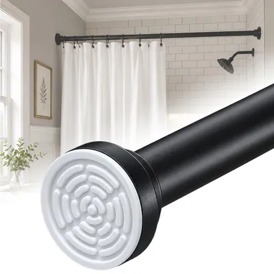 Imagen del producto de Barra para cortina de ducha de acero inoxidable, extensible de 80 a 204 cm, sin necesidad de taladrar, para baño