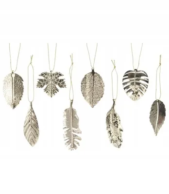 Imagen del producto de Adornos para el árbol de Navidad, forma de hoja de hierro, 8 cm