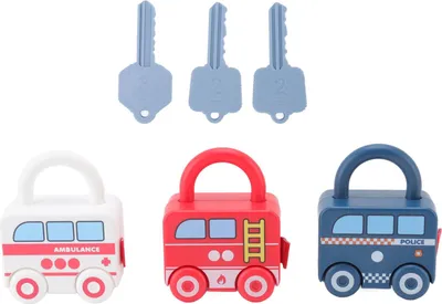 Produktbild von Kinder Lernschlösser, Auto-Form mit Schlüssel, Schiebespielzeug für Frühförderung, Jungen & Mädchen