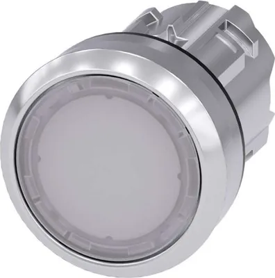 Image de Siemens Bouton-poussoir Actionneur plat, bague frontale en métal, blanc brillant SIRIUS ACT 3SU1051-0AB60-0AA0 1 pc