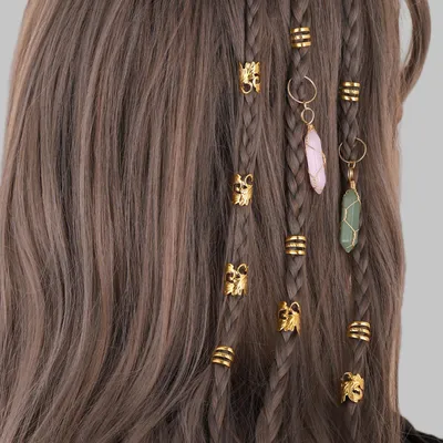 Produktbild von 24-teiliges Dreadlock-Schmuckset, verstellbare Metallmanschetten, Haaraccessoires zum Flechten, Haarclips, Haarbänder zum Flechten, Haaraccessoires für Dreadlocks für Frauen und Mädchen (Gold)