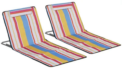 Produktbild von 2er-Set Strandmatte, verstellbar, faltbar, 124L x 53B x 37-50H cm, Mehrfarbig