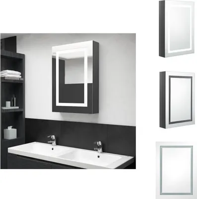 Produktbild von vidaXL LED-Spiegelschrank fürs Bad Glänzend Grau 50x13x70 cm -  Badezimmerwaschtische