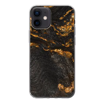 Produktbild von MuchoWow® Handyhülle Schutzhülle Hülle für iPhone 12 Marmor - Limette - Schwarz - Gold - Marmoroptik - Luxus Silikon Softcase Handy Hülle - Schutzhülle