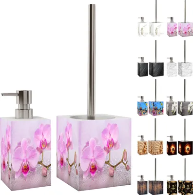 Produktbild von 2-teiliges Badezimmer Set Seifenspender und WC-Bürste - Blooming