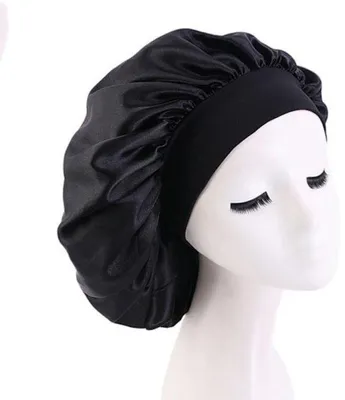 Produktbild von Schwarze Satijnen Haarmuts für Krullendes Haar