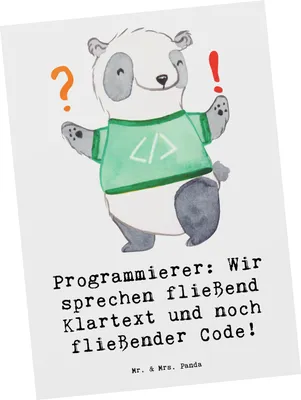 Produktbild von Mr. & Mrs. Panda Postkarte Programmierer Codeflüsterer - Weiß - Geschenk, Logik, Ansichtskarte, Software, bildkarte, Berufsleben, Computersprache, Kommunikation, Beruf