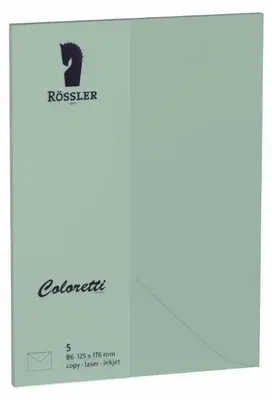 Produktbild von RÖSSLER Briefumschläge Coloretti eucalyptus DIN B6 5 Stück