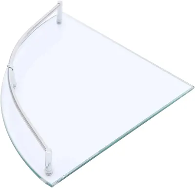 Image de Étagère d'angle, verre et acier inoxydable durables, design peu encombrant, transparent