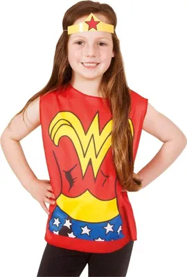 Produktbild von Wonder Woman Kinder Kostüm / Shirt und Stirnband / Einheitsgröße: 3-6 Jahre