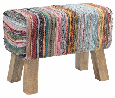 Image de banc 60 x 30 x 45 cm Cuir véritable Multicolore