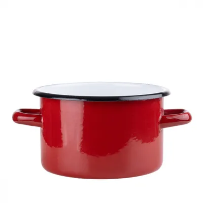 Produktbild von Emaille Topf 2L rot Kochtopf Universaltopf Suppentopf Induktion 16cm