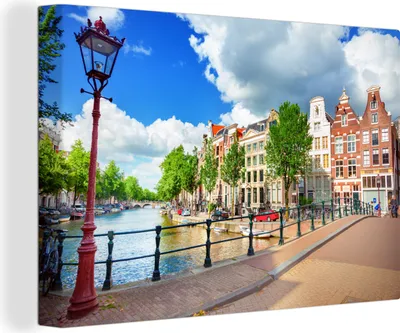 Produktbild von OneMillionCanvasses® - Leinwandbilder - 150x100 cm, Kanal - Amsterdam - Niederlande, Wandbilder Kunstdruck Wanddekoration