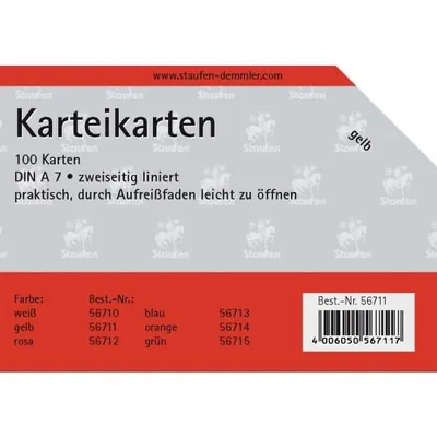 Produktbild von Karteikarten A7/100 gelb liniert
