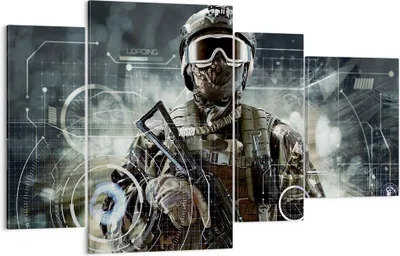 Produktbild von Bild auf Leinwand - Leinwandbild - Soldat Gewehr - 120x70cm - Wand Bild - Wanddeko - Wandbilder - Leinwanddruck - Bilder - Kunstdruck - Wanddekoration - Leinwand bilder - Wandkunst - DL120x70-4071