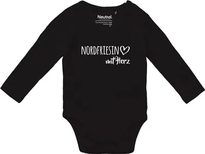 Produktbild von Huuraa Baby Body Nordfriesin mit Herz 62 Black  Baumwolle Fairtrade Langarmbody Geschenkidee