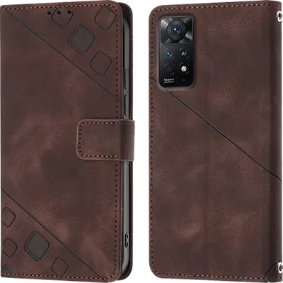 Produktbild von Hülle für Xiaomi Redmi Note 11 Pro 5G/4G Prägung Flip Leder Brieftasche Schutzhülle mit Ständer Braun