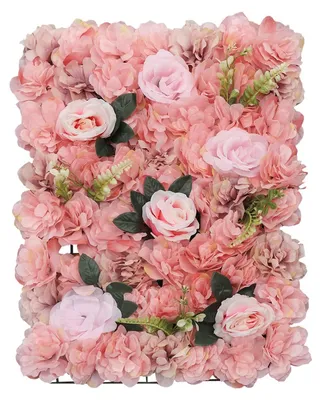 Productafbeelding van Set van 12 roze kunstbloemen voor het decoreren van een wand