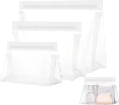 Produktbild von 3 Stück auslaufsichere transparente Toilettaschen | TSA-zugelassene Toilettaschen - wiederverwendbar und leicht zu reinigen.