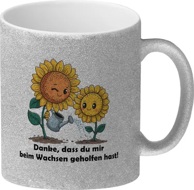Produktbild von Danke - Sonnenblumen Glitzer-Kaffeebecher