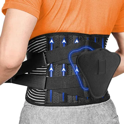 Immagine prodotto di Cintura lombare con 6 supporti metallici, taglia M, regolabile, traspirante, per la protezione della schiena