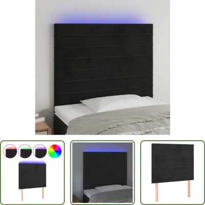 Produktbild von The Living Store LED Kopfteil Schwarz 100x5x118/128 cm Samt