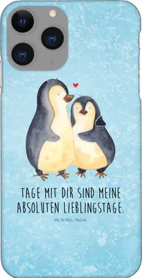 Produktbild von Mr. & Mrs. Panda Iphone 11 Pro Handyhülle Pinguin umarmen - Eisblau - Geschenk, Liebe, Hochzeitsgeschenk, Hochzeit, Premium Kunststoff, Jahrestag, Handy Case