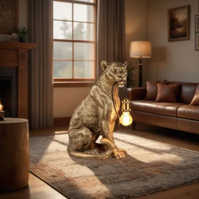 Produktbild von formano Leopard Stehlampe 51 cm Antik-Gold Stimmungslampe Tierlampe Löwe