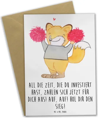 Produktbild von Mr. & Mrs. Panda Glückwunschkarte Sportliche Wettkämpfe Erfolg - Weiß - Geschenk, Zuversicht, Grußkarten, Trost, Vertrauem, Sport, Motivation, Athleten, einladungskarten
