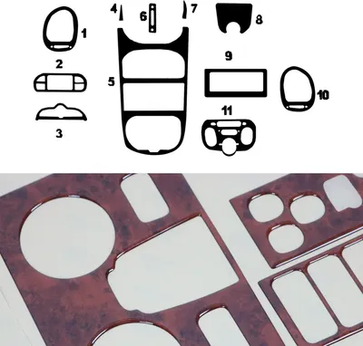 Image de Décoration intérieure Cockpit pour Peugeot 206 1998-2009 aspect bois de racine 11pcs