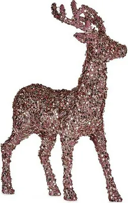 Imagen del producto de Decoración navideña, ciervo, 15 x 45 x 30 cm, color rosa dorado, plástico