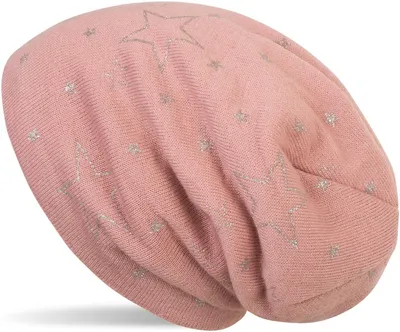Produktbild von styleBREAKER warme Feinstrick Beanie Mütze mit glitzerndem Metallic Sterne Print, Fleece Innenfutter, Slouch Longbeanie, Damen 04024125