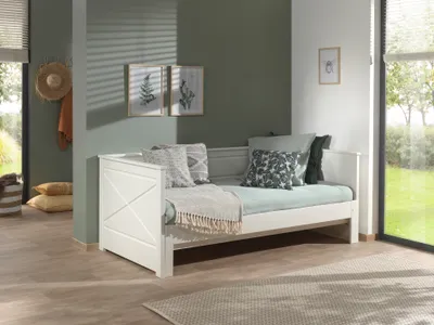 Produktbild von VIPACK Kojenbett mit Auszug, Liegefläche von 90 x 200 auf 180 x 200 erweiterbar, Kiefer mit MDF weiß lackiert