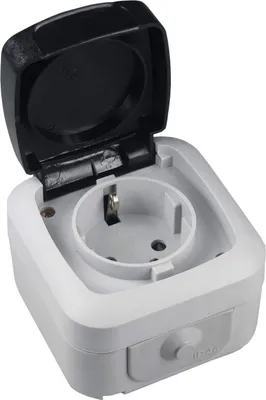 Produktbild von ChiliTec Feuchtraum Steckdose, IP44 250V AC/ 16A, inkl. AP-Rahmen, grau
