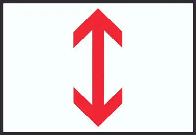 Produktbild von Richtungspfeil hoch runter Schild waagerecht rot weiss schwarz Pfeil A6 Rückseite selbstklebend