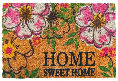 Produktbild von Relaxdays Fußmatte Kokos, Home, 60x40 cm, rutschfest, wetterfest, Fußabstreifer innen & außen, Türvorleger, mehrfarbig