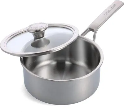Productafbeelding van Famanu koekenpan, 18 cm / 2 liter, met deksel - roestvrij staal, geschikt voor inductiekookplaten