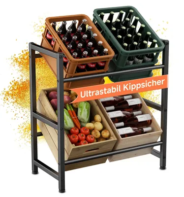 Obrázok produktu pre Regál na fľaše, 4 priehradky, 2 úrovne, 60 x 32 x 104 cm