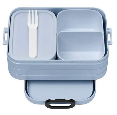 Immagine prodotto di Contenitore per il pranzo Mepal Bento Midi Take A Break - con vaschetta Bento - Per 2 panini o 4 fette di pane - Contenitore per piccoli spuntini e avanzi - Contenitore per il pranzo per adulti con scomparti - Old Nordic Blue