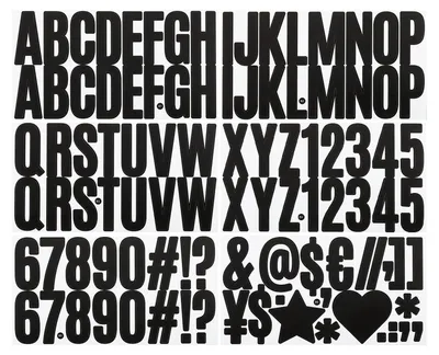 Productafbeelding van Zelfklevende Alfabet Letters en Cijfers - 6 Vellen - 2,5 inch - Zwart