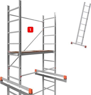 Produktbild von ALTEC AluCombine 3.0 - 300 | 3m | Alu Standgerüst für Heimwerker mit Traverse | EN131 | Baugerüst Montagegerüst Anlegeleiter