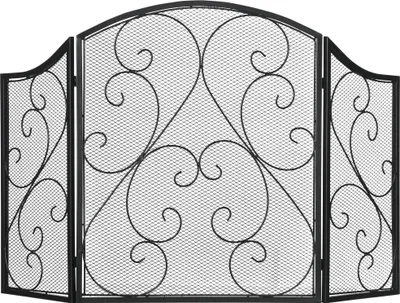 Produktbild von Kamingitter klappbares Kaminschutzgitter-3 Paneele Funkenschutzgitter Vintage-Design Metall-Schwarz für sicheren Kaminbereich